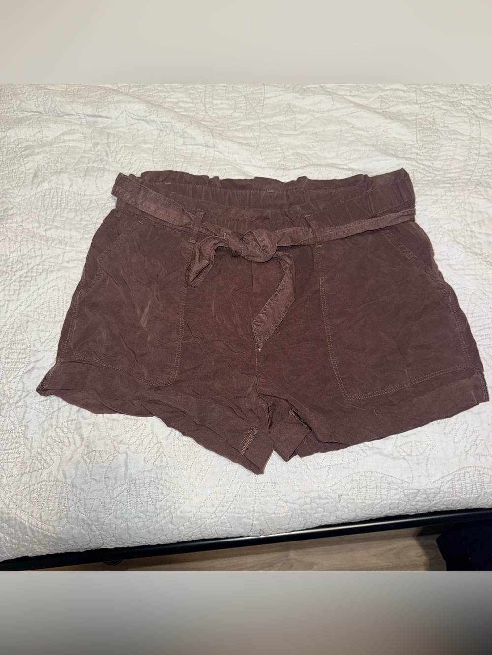aerie Rust Brown Paperbag Waist Tie Shorts